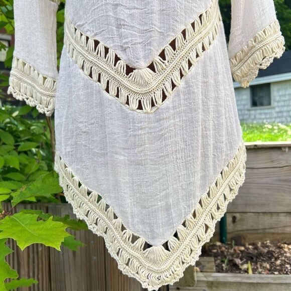 Active USA Boho Crochet Peasant Top Ibiza Festival Beach Cover Up, S/M - Picture 7 of 11